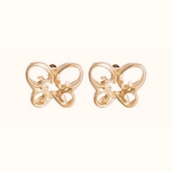 Anthropologie Jewelry - Gold Delicate Butterfly Stud Earrings